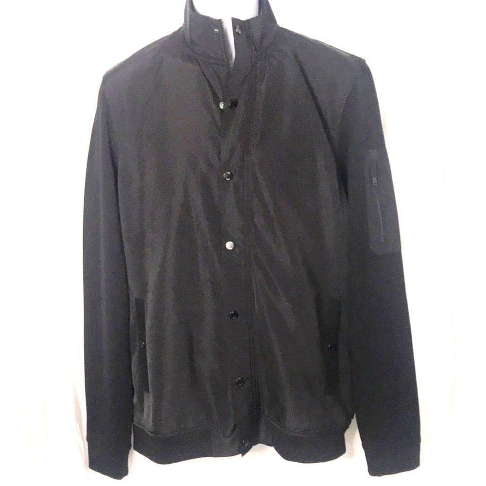 Ted Baker Black Tall Fit light weight Full Zip and Snap Bomber jacket size 4 - Picture 2 of 12